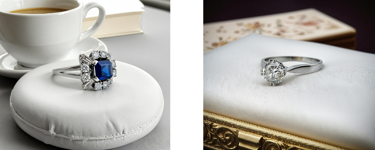 rhodiované zlaté prsteny